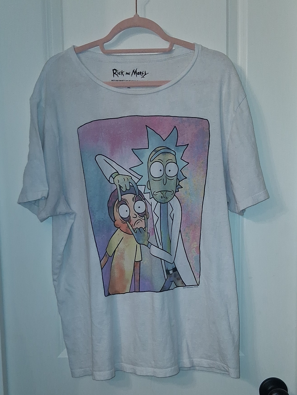 Cartoon Network Rick and Morty White Tee with Pastel Graphic